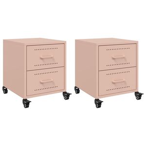 vidaXL Nattbord 2 stk rosa 36x39x43,5 cm st&aring;l