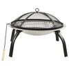 vidaXL 2-i-1 B&aring;lfat og grill med ildrake 56x56x49 cm rustfritt st&aring;l