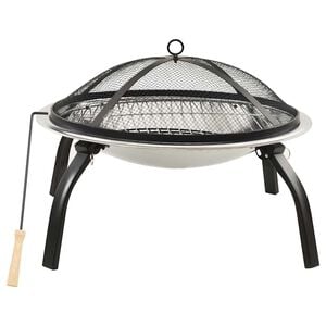 vidaXL 2-i-1 B&aring;lfat og grill med ildrake 56x56x49 cm rustfritt st&aring;l