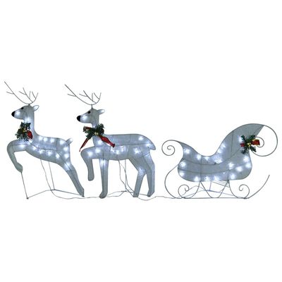vidaXL Reinsdyr og slede julepynt 100 lysdioder utendørs hvit