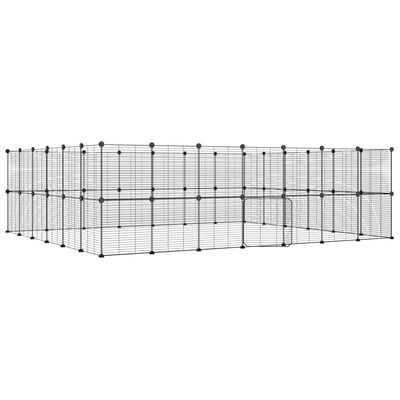 vidaXL Dyrebur 52 paneler med dør svart 35x35 cm stål