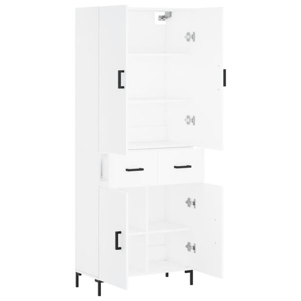 vidaXL Highboard hvit 69,5x34x180 cm konstruert tre