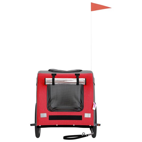 vidaXL Kjæledyrsykkelhenger rød og grå oxfordstoff og jern