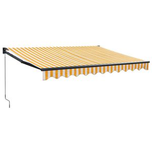 vidaXL Uttrekkbar markise gul og hvit 3x2,5 m stoff og aluminium