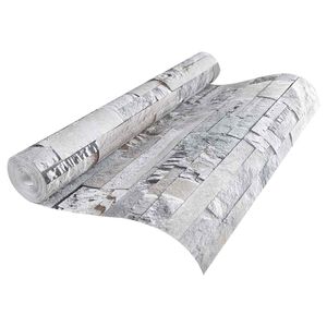 vidaXL 3D Stein Tapet Gr&aring; 10 x 0,53 m Non-Woven Stof
