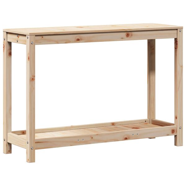 vidaXL Pottebord med hylle 108x35x75 cm heltre furu