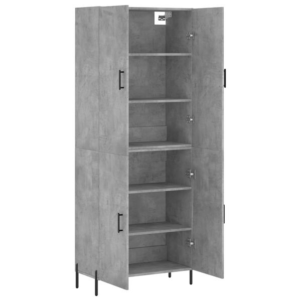 vidaXL Highboard betonggr&aring; 69,5x34x180 cm konstruert tre