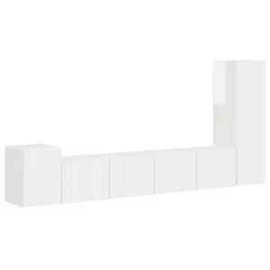 vidaXL TV-benksett Veggmontert 3 pcs H&oslash;yglanset hvit Konstruert tre