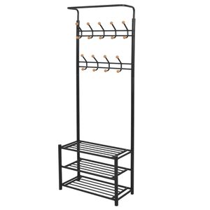 vidaXL Klesstativ med skohylle 68x32x182,5 cm svart