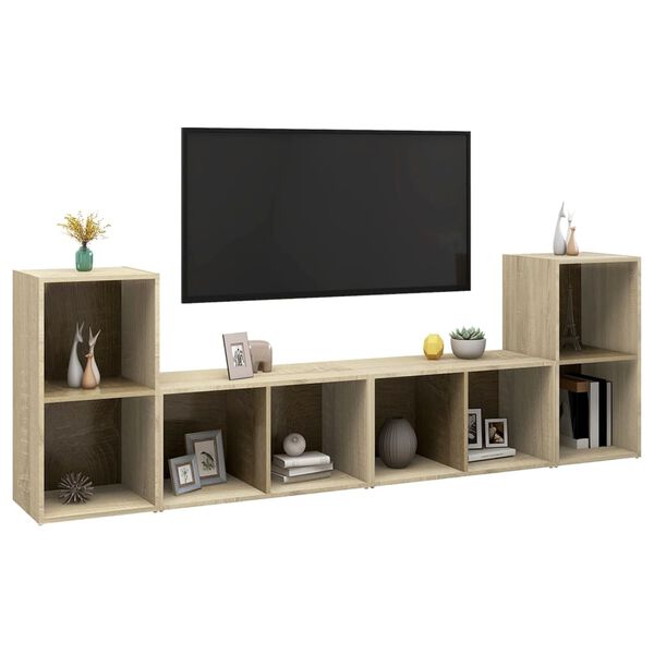 vidaXL TV-benker 4 stk sonoma eik 72x35x36,5 cm konstruert tre