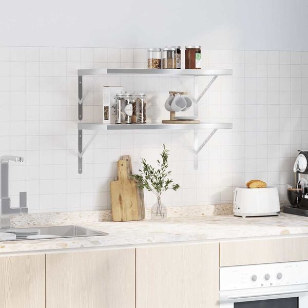 vidaXL Vegghyller 2 stk 75x40 cm s&oslash;lv rustfritt st&aring;l