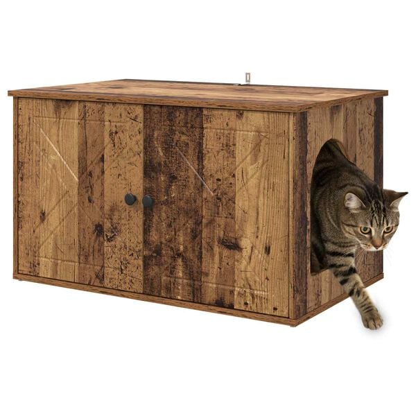 vidaXL Katt Hus Gammelt tre 85 x 55 x 50 cm Konstruert tre