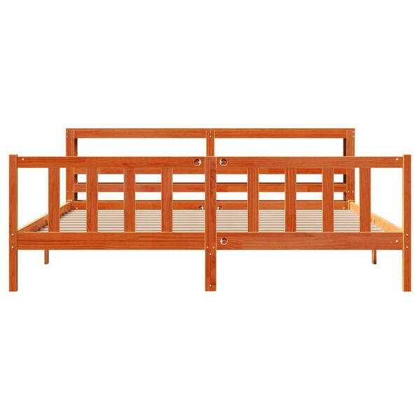 vidaXL Sengeramme med hodegavl voksbrun 200x200 cm heltre furu