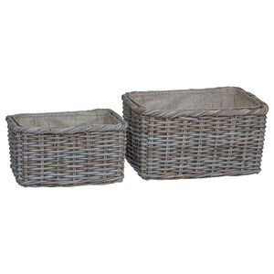vidaXL Vedkurv 2 pcs Gr&aring; Lacak Rattan