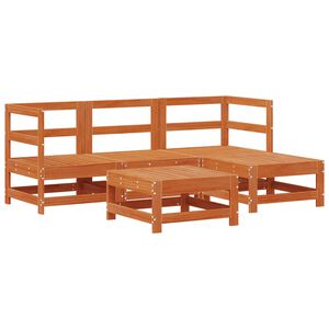 vidaXL Hage lounge sett 5 pcs VoksBrun Massiv furu