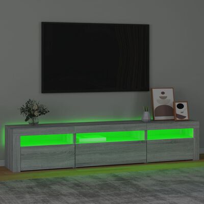 vidaXL TV-benk med LED-lys grå sonoma 195 x 35 x 40 cm