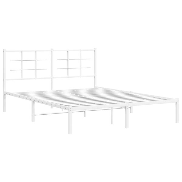 vidaXL Sengeramme i metall med sengegavl hvit 150x200 cm