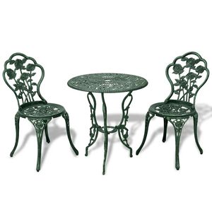 vidaXL Bistrosett 3 deler st&oslash;pt aluminium gr&oslash;nn