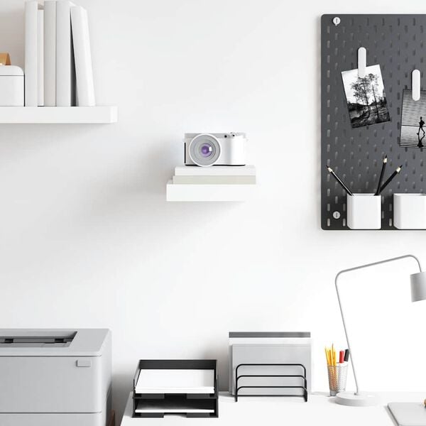 vidaXL Flytende vegghylle h&oslash;yglans hvit 23x23,5x3,8 cm MDF