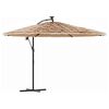 vidaXL Hageparasoll med LED med st&aring;lstang brun 290x290x238 cm