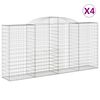 vidaXL Gabionkurver buede 4 stk 300x50x140/160 cm galvanisert jern
