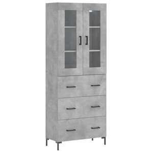 vidaXL Highboard betonggr&aring; 69,5x34x180 cm konstruert tre