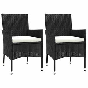 vidaXL Hagestoler med puter 2 stk svart polyrotting
