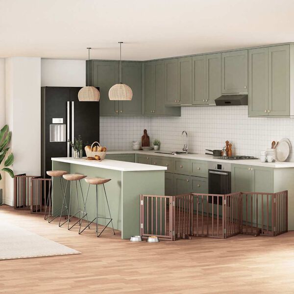 vidaXL Hundeport sammenleggbar 15 paneler brun 750 cm poppeltre