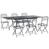 vidaXL Hage Spisegruppe 7 pcs Antrasitt 212 x 90 x 76 cm Mesh og St&aring;l