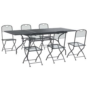 vidaXL Hage Spisegruppe 7 pcs Antrasitt 212 x 90 x 76 cm Mesh og St&aring;l