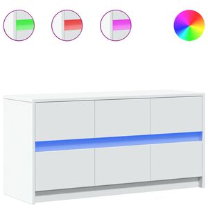 vidaXL TV-benk med LED hvit 100x34x50 cm konstruert tre