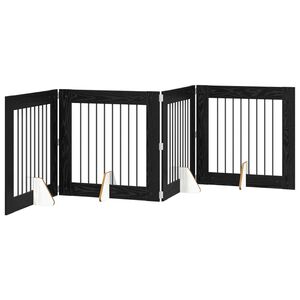 vidaXL Foldbar hundegitter med stativer 4 stk. Svart eik 321 cm