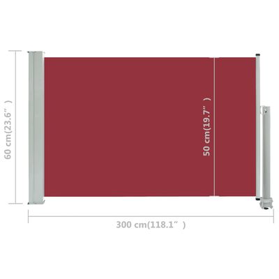 vidaXL Uttrekkbar sidemarkise 60x300 cm rød