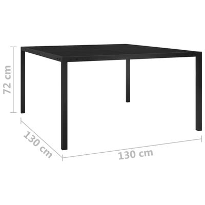 vidaXL Hagebord 130x130x72 cm stål og glass svart