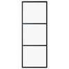 vidaXL Skyvedør 3-panel ESG-glass og aluminium 76x205 cm svart
