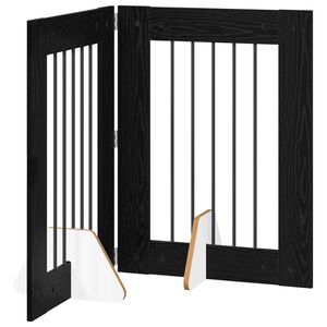 vidaXL Foldbar hundegitter med stativer 2 pcs Svart eik 120,5 cm