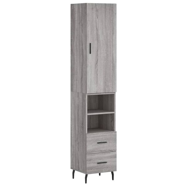 vidaXL Highboard gr&aring; sonoma 34,5x34x180 cm konstruert tre