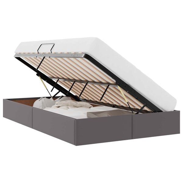vidaXL Seng med Oppbevaring med madrass Gr&aring; 120 x 190 cm Kunstl&aelig;r