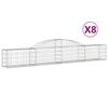 vidaXL Gabionkurver buede 8 stk 300x30x40/60 cm galvanisert jern