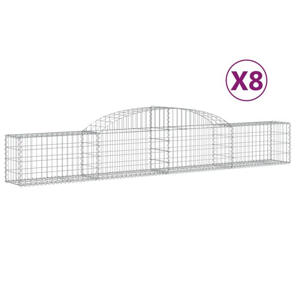 vidaXL Gabionkurver buede 8 stk 300x30x40/60 cm galvanisert jern