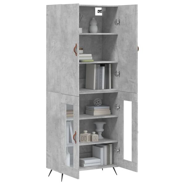 vidaXL Highboard betonggr&aring; 69,5x34x180 cm konstruert tre