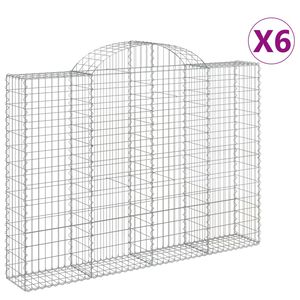 vidaXL Gabionkurver buede 6 stk 200x30x140/160 cm galvanisert jern