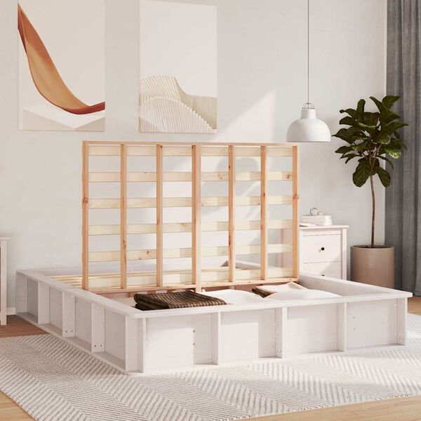 vidaXL Sengestamme Hvit 150 x 200 cm Massiv furu