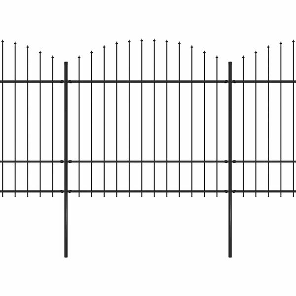vidaXL Hagegjerde med spydtopp stål 537x175 cm svart