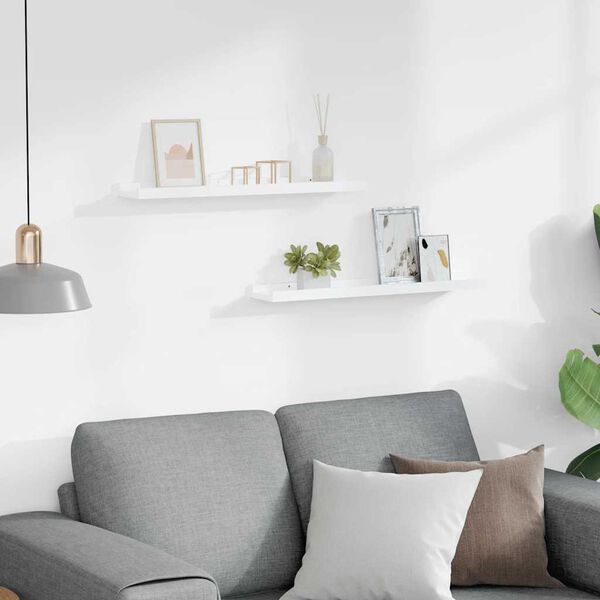 vidaXL Flytende vegghyller 2 stk hvit 60x9x3 cm MDF