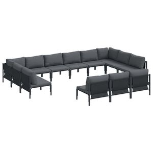 vidaXL Hagesofa Set med pute 13 pcs Svart St&aring;l