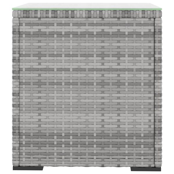 vidaXL Sidebord gr&aring; 40x37x40,5 cm polyrotting og herdet glass