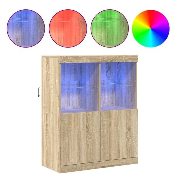 vidaXL Skjenk sonoma eik 81x37x100 cm konstruert tre