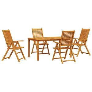 vidaXL Hage Spisegruppe Sammenleggbar 5 pcs Brun Solid akasietre