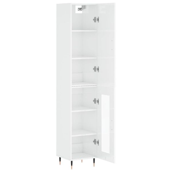 vidaXL Highboard h&oslash;yglans hvit 34,5x34x180 cm konstruert tre